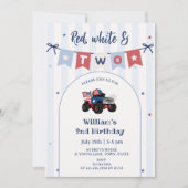 Invitation d'anniversaire 2 ans Rouge Blanc & Bleu (Devant)