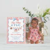 Invitation d'anniversaire 2 ans Rouge Blanc & Deux (Debout devant)