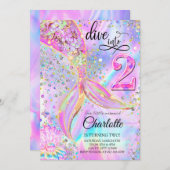 Invitation d'anniversaire 2 ans Sirène Plonge dans (Devant / Derrière)