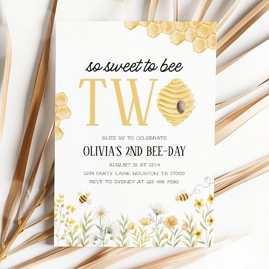 Invitation d'anniversaire 2 ans Sweet to Bee Two B