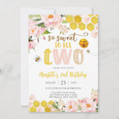 Invitation d'anniversaire 2 ans Thème Abeille (Devant)