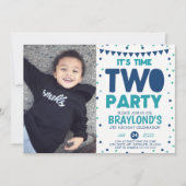 Invitation d'anniversaire 2 ans Time Two Party (Devant)