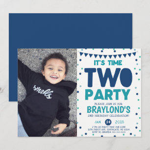 Invitation d'anniversaire 2 ans Time Two Party