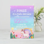 Invitation d'anniversaire 2 ans TWO-NICORN (Debout devant)