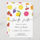 Invitation d'anniversaire 2 ans Twotti Frutti Fête (Devant / Derrière)