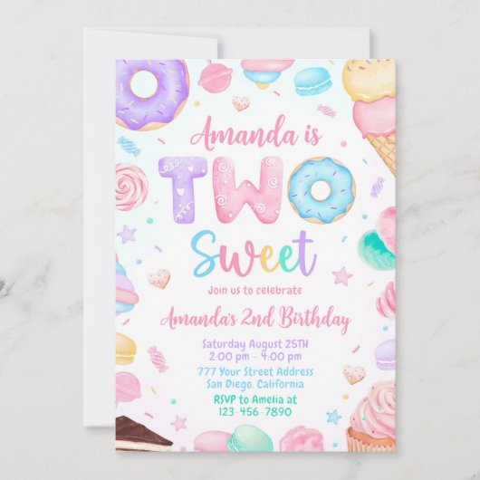 Invitation d'anniversaire, 2e fille d'anniversaire (Devant)