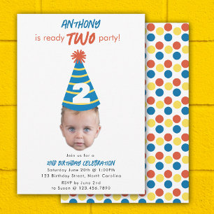 Invitation d'anniversaire 2ème Deux Bébé Visage Ph