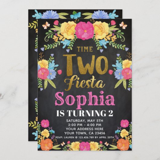 Invitation d'anniversaire 2ème Fiesta (Devant / Derrière)