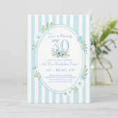 Invitation d'anniversaire 30 ans à rayures bleues  (Debout devant)
