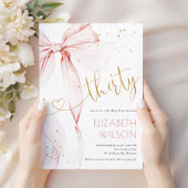 Invitation d'anniversaire 30 ans à ruban rose