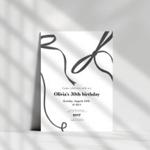 Invitation d'anniversaire 30 ans avec un nœud noir
