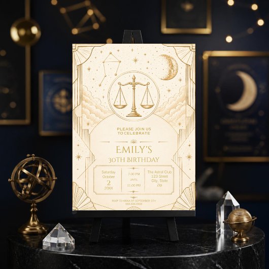Invitation d'anniversaire 30 ans Balance | Céleste