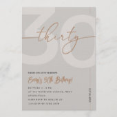 Invitation d'anniversaire 30 ans beige et or moder (Devant)