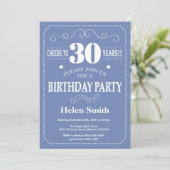 Invitation d'anniversaire 30 ans Bleu et Blanc (Debout devant)