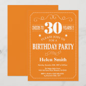 Invitation d'anniversaire 30 ans Bordeaux Orange e (Devant / Derrière)