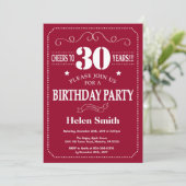 Invitation d'anniversaire 30 ans Bourgogne Rouge e (Debout devant)