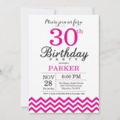 Invitation d'anniversaire 30 ans Chevron rose chau (Devant)