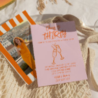 Invitation d'anniversaire 30 ans dessinée orange r