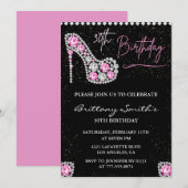 Invitation d'anniversaire 30 ans Diamond Glam Rose (Devant / Derrière)
