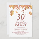 Invitation d'anniversaire 30 ans feuilles d'automn (Devant)