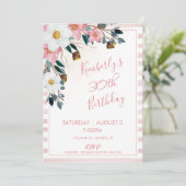 Invitation d'anniversaire 30 ans Fleur Rose Poussi (Debout devant)
