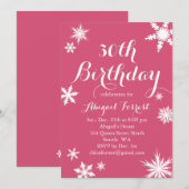 Invitation d'anniversaire 30 ans Fuchsia Winter (Devant / Derrière)