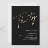Invitation d'anniversaire 30 ans minimaliste noir (Devant)