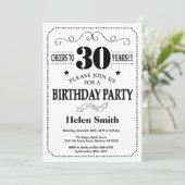 Invitation d'anniversaire 30 ans Noir et Blanc (Debout devant)