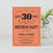 Invitation d'anniversaire 30 ans Noir et Corail (Debout devant)