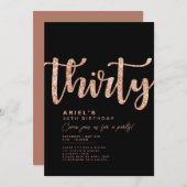 Invitation d'anniversaire 30 ans noir et or rose m (Devant / Derrière)
