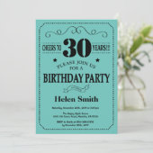 Invitation d'anniversaire 30 ans Noir et Sarcelle (Debout devant)