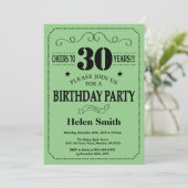 Invitation d'anniversaire 30 ans Noir et Vert (Debout devant)