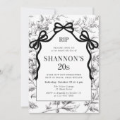 Invitation d'anniversaire 30 ans noir ruban RIP Me (Devant)