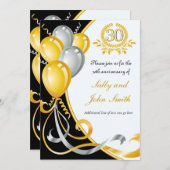 Invitation d'anniversaire 30 ans or et argent (Devant / Derrière)