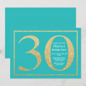 Invitation d'anniversaire 30 ans Paillettes Sarcel (Devant / Derrière)
