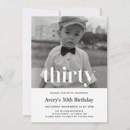 Invitation d'anniversaire 30 ans pour hommes avec (Devant)