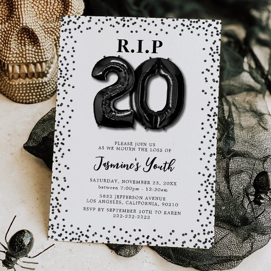 Invitation d'anniversaire 30 ans RIP à mes vingt a