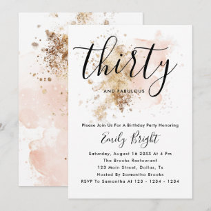 Invitation d'anniversaire 30 ans rose et or