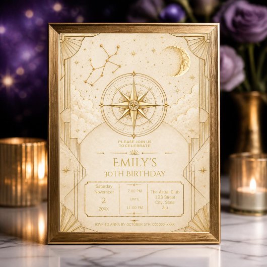 Invitation d'anniversaire 30 ans Sagittaire | Élég