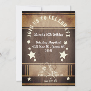 Invitation d'anniversaire 30 ans thème cowboy en b