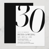 Invitation d'anniversaire 30 ans Typographie Gras (Devant / Derrière)
