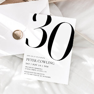 Invitation d'anniversaire 30 ans Typographie Gras
