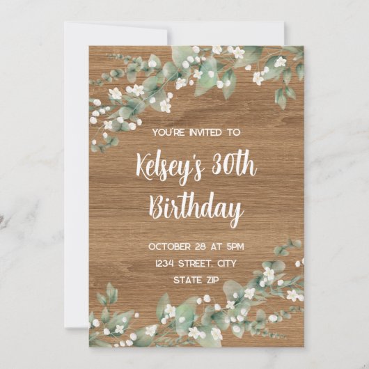 Invitation d'anniversaire 30 ans – Verdure rustiqu (Devant)