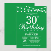 Invitation d'anniversaire 30 ans Vert (Devant / Derrière)