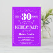 Invitation d'anniversaire 30 ans Violet et Blanc (Debout devant)