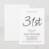 Invitation d'anniversaire 31 ans calligraphie simp (Devant / Derrière)