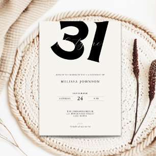 Invitation d'anniversaire 31 ans minimale - Typo g