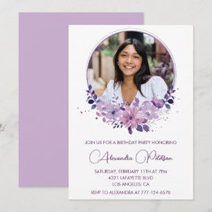 Invitation d'anniversaire 31 ans Photo Floral viol