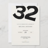 Invitation d'anniversaire 32 ans minimale - Typo g (Devant)
