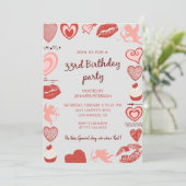Invitation d'anniversaire 33 ans Ange Gris Rouge (Debout devant)